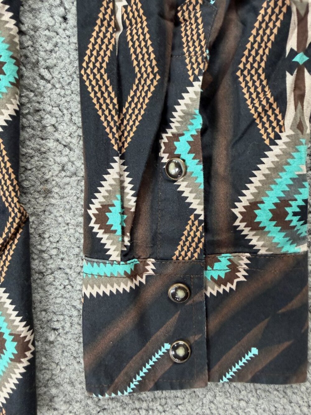 Rock & Roll Denim Aztec Western Pearl Snap Shirt XL Modern Fit Southwest Black - Picture 8 of 14